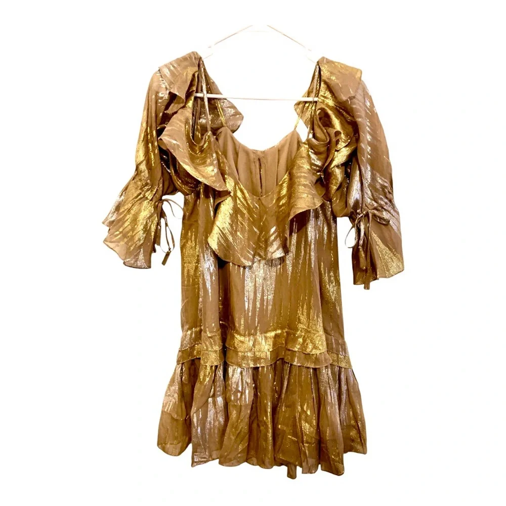 Free People You & Me Metallic Mini Dress EUC Small - Picture 5 of 6
